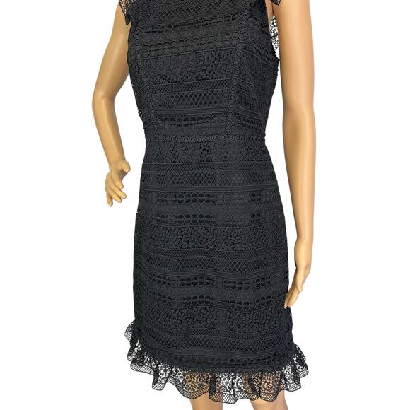 J. Crew Cap Sleeve Ruffle Dress in Mixed Lace Black Size 2 - Picture 12 of 16